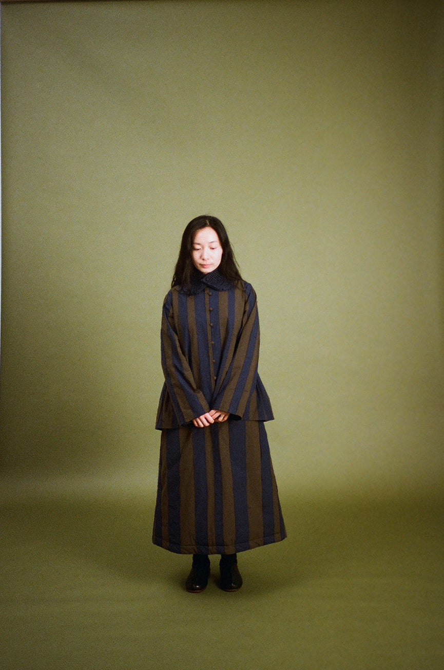 myra top - brown & blue organic cotton