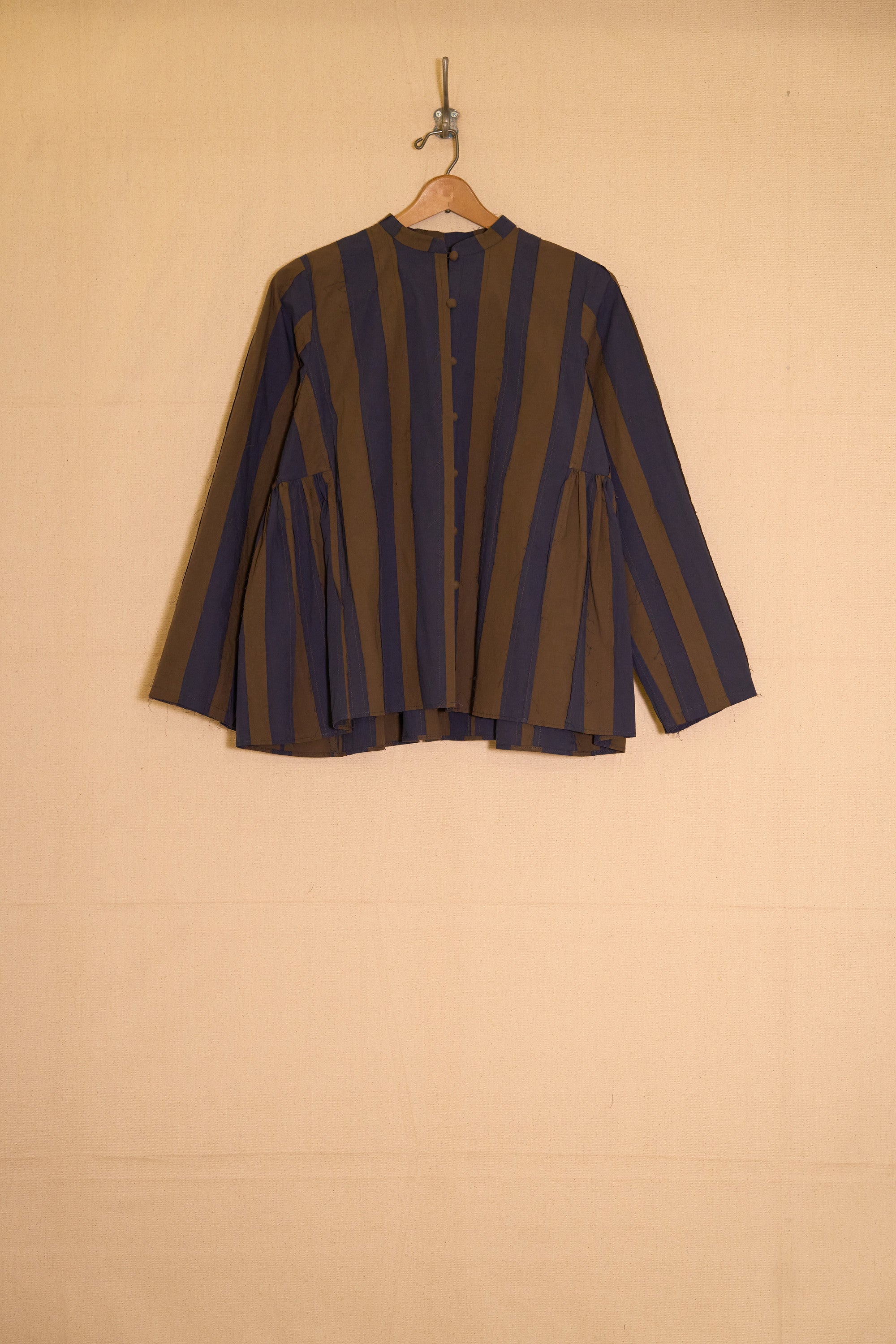 myra top - brown & blue organic cotton