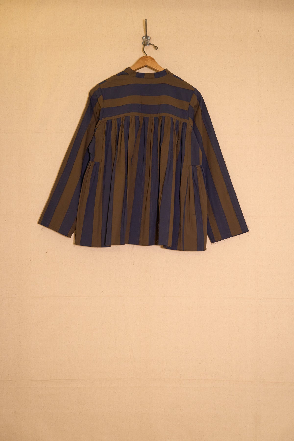 myra top - brown & blue organic cotton