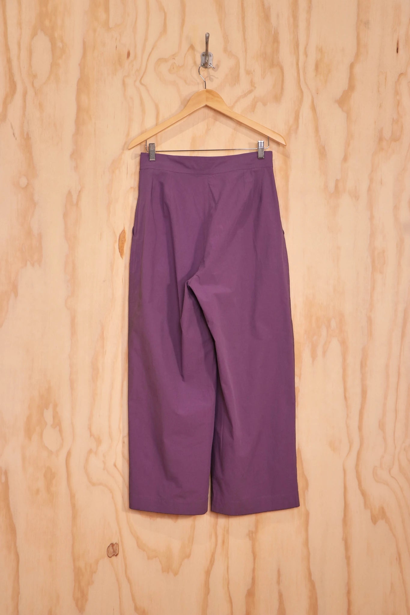 Back view of Brielle Pants in purple organic cotton