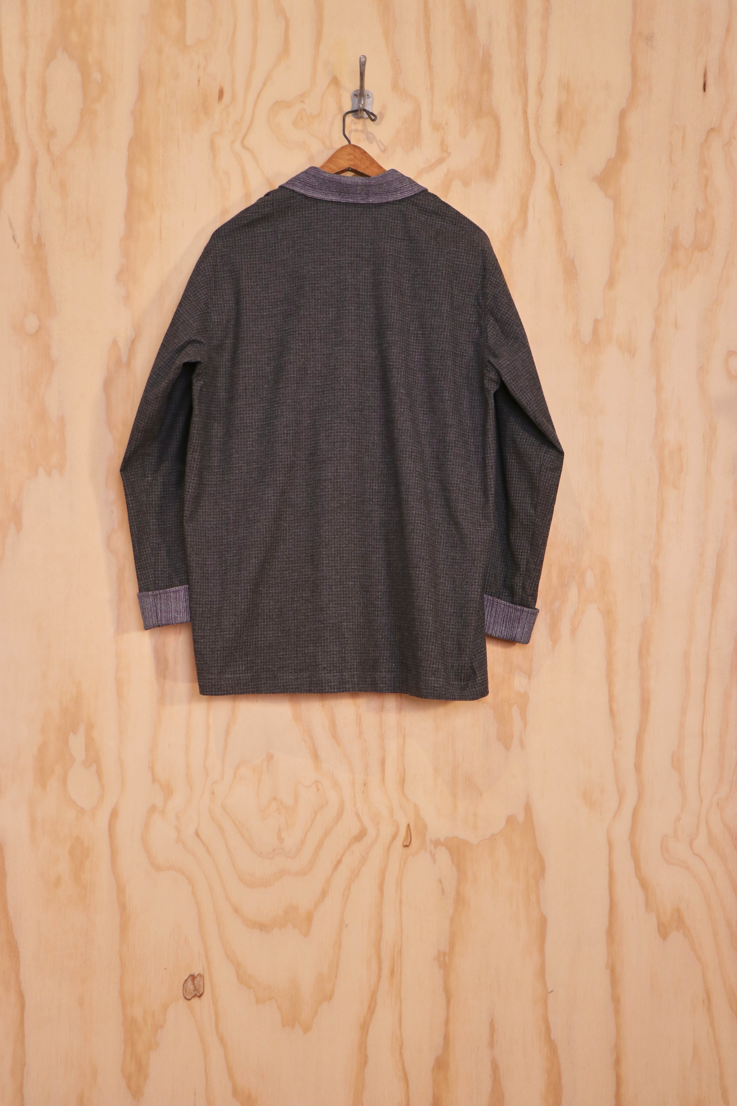 Back view of Jae Jacket in charcoal linen–cotton