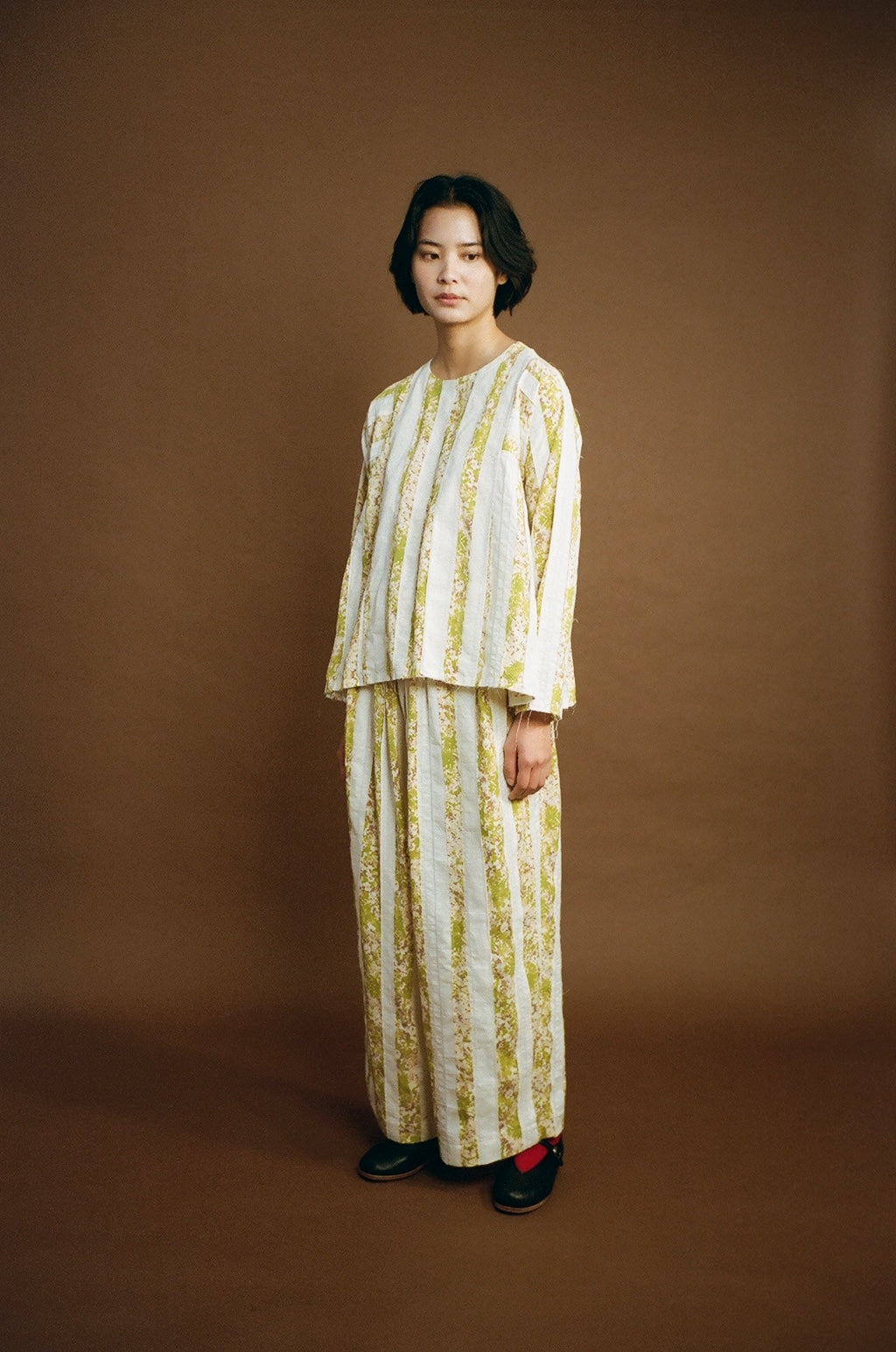 On-body full-length front, styled with matching panel bottoms.