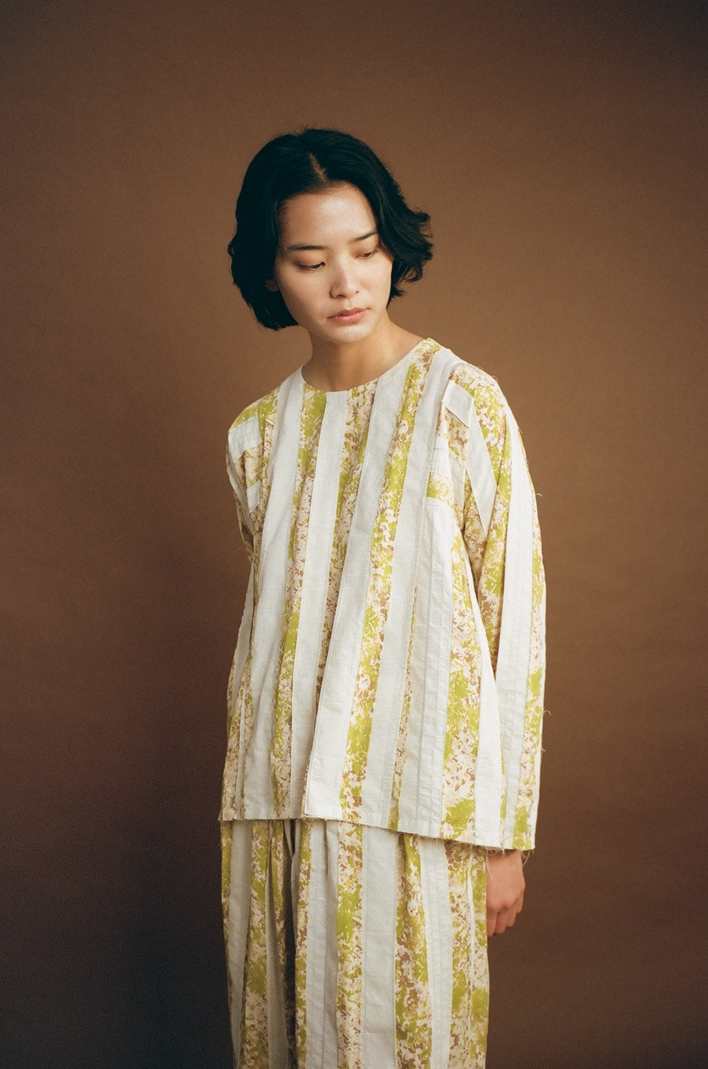 On-body three-quarter view with relaxed drape