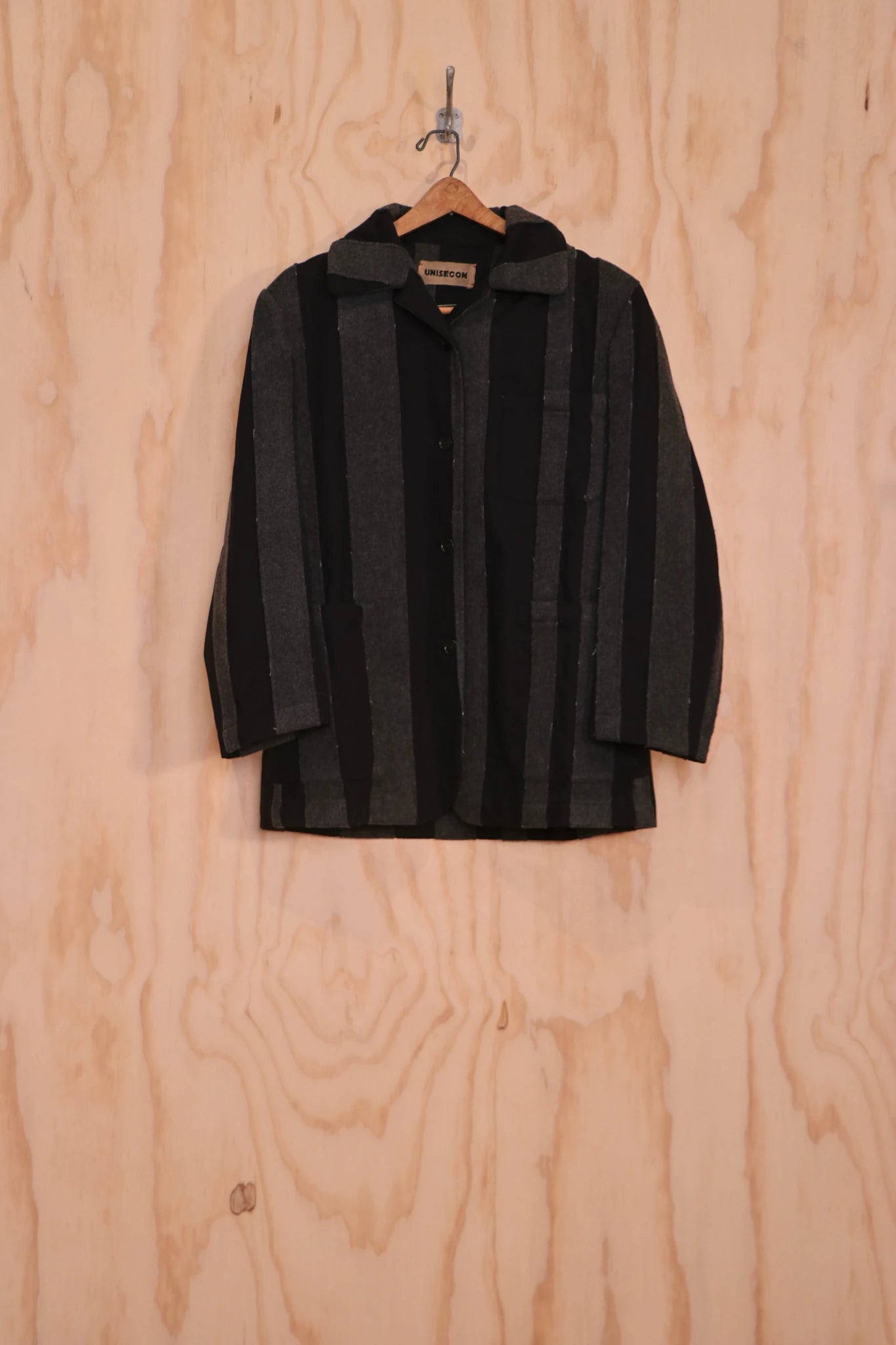 Front view of Nicole Jacket with vertical stripe panels