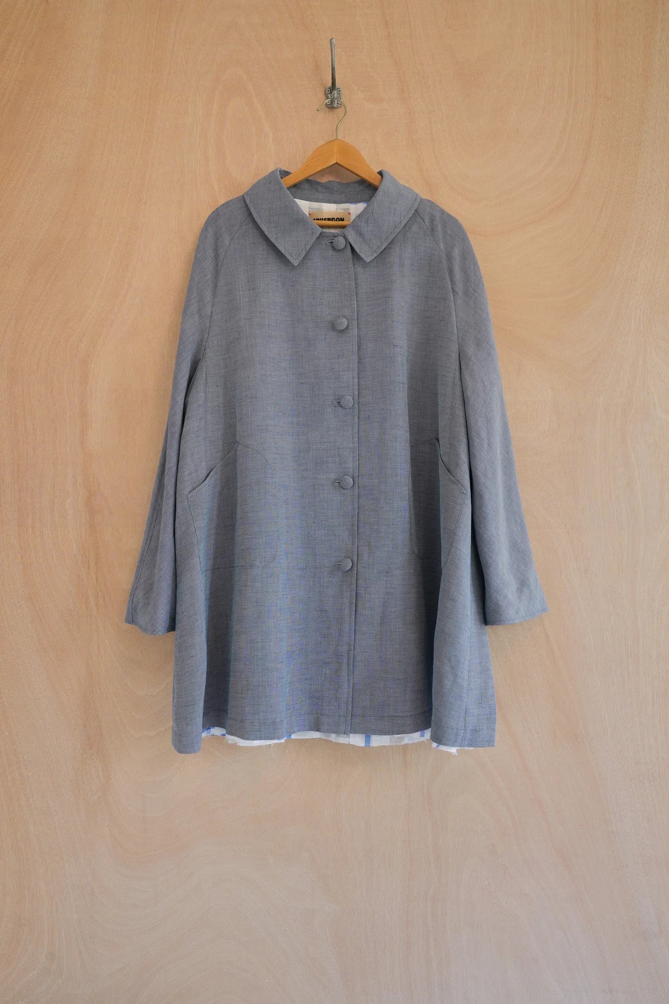 UNISECON Irma coat in blue, front view