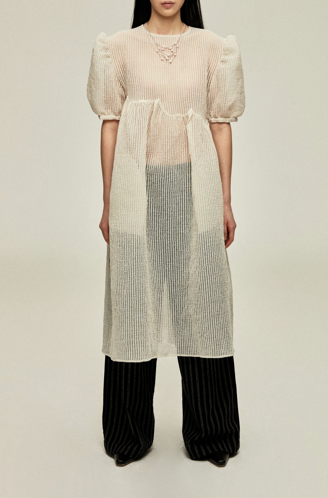 Brunello Cucinelli Exotic Silk Pongee Dress in White — UFO No More