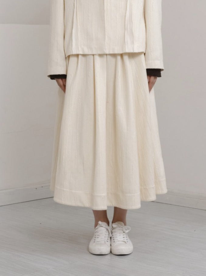UNISECON AW 21 Cream Pleated Skirt